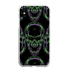 Чехол для iPhone XS Max матовый с принтом Skulls vanguard pattern 2077 в Санкт-Петербурге, Силикон | Область печати: задняя сторона чехла, без боковых панелей | fashion | hype | neon | pattern | skull | vanguard | авангард | неон | узор | хайп | череп