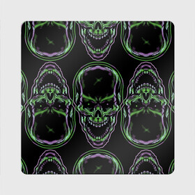 Магнит виниловый Квадрат с принтом Skulls vanguard pattern 2077 в Санкт-Петербурге, полимерный материал с магнитным слоем | размер 9*9 см, закругленные углы | Тематика изображения на принте: fashion | hype | neon | pattern | skull | vanguard | авангард | неон | узор | хайп | череп