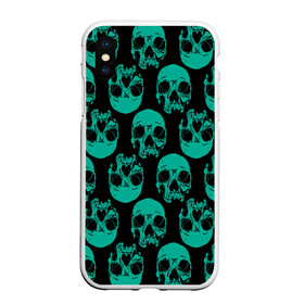 Чехол для iPhone XS Max матовый с принтом Узор из зелёных черепков в Санкт-Петербурге, Силикон | Область печати: задняя сторона чехла, без боковых панелей | fashion | hype | pattern | skull | мода | узор | хайп | череп
