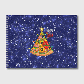Альбом для рисования с принтом Новогодняя Елка Пицца в Санкт-Петербурге, 100% бумага
 | матовая бумага, плотность 200 мг. | Тематика изображения на принте: christmas | pizza | гирлянда | елка | ель | звезда | новый год | пицца | рождество