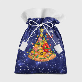 Подарочный 3D мешок с принтом Новогодняя Елка Пицца в Санкт-Петербурге, 100% полиэстер | Размер: 29*39 см | christmas | pizza | гирлянда | елка | ель | звезда | новый год | пицца | рождество