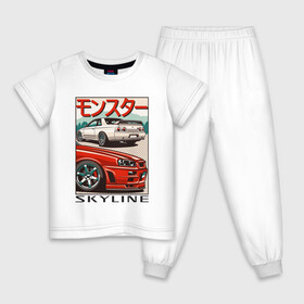 Детская пижама хлопок с принтом Nissan Skyline Ниссан Скайлайн в Санкт-Петербурге, 100% хлопок |  брюки и футболка прямого кроя, без карманов, на брюках мягкая резинка на поясе и по низу штанин
 | auto | car | japan | nissan | racing | retro | авто | гонки | машины | ниссан | ретро | скайлайн | тачки | япония