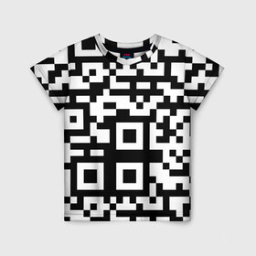 Детская футболка 3D с принтом qr code куаркод в Санкт-Петербурге, 100% гипоаллергенный полиэфир | прямой крой, круглый вырез горловины, длина до линии бедер, чуть спущенное плечо, ткань немного тянется | Тематика изображения на принте: covid | qr code | антикороновирус | ковид | куаркод | привика