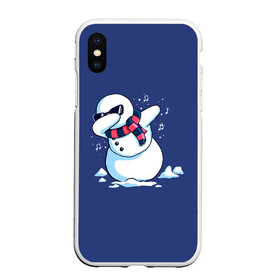 Чехол для iPhone XS Max матовый с принтом Dab Snowman in a scarf в Санкт-Петербурге, Силикон | Область печати: задняя сторона чехла, без боковых панелей | 2022 | 22 | christmas | dab | dub | new | notes | scarf | snow | snowman | snowy | woman | year | баба | год | даб | новый | ноты | очки | рождество | снег | снеговик | снежная | шарф