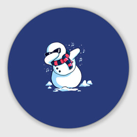 Круглый коврик для мышки с принтом Dab Snowman in a scarf в Санкт-Петербурге, резина и полиэстер | круглая форма, изображение наносится на всю лицевую часть | 2022 | 22 | christmas | dab | dub | new | notes | scarf | snow | snowman | snowy | woman | year | баба | год | даб | новый | ноты | очки | рождество | снег | снеговик | снежная | шарф