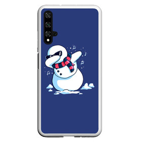 Чехол для Honor 20 с принтом Dab Snowman in a scarf в Санкт-Петербурге, Силикон | Область печати: задняя сторона чехла, без боковых панелей | Тематика изображения на принте: 2022 | 22 | christmas | dab | dub | new | notes | scarf | snow | snowman | snowy | woman | year | баба | год | даб | новый | ноты | очки | рождество | снег | снеговик | снежная | шарф