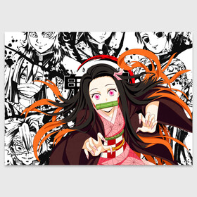 Поздравительная открытка с принтом Nezuko Kimetsu no Yaiba в Санкт-Петербурге, 100% бумага | плотность бумаги 280 г/м2, матовая, на обратной стороне линовка и место для марки
 | Тематика изображения на принте: anime | demon slayer | kimetsu no yaiba | nezuko | аниме | клинок рассекающий демонов | клинок уничтожающий демонов | манга | нэдзуко