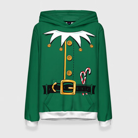 Женская толстовка 3D с принтом Christmas Elf Outfit в Санкт-Петербурге, 100% полиэстер  | двухслойный капюшон со шнурком для регулировки, мягкие манжеты на рукавах и по низу толстовки, спереди карман-кенгуру с мягким внутренним слоем. | christmas | claus | clothes | deer | elf | frost | helpers | new | north | outfit | pole | santa | year | год | дед | клаус | мороз | новый | одежда | олени | полюс | помощники | рождественский | рождество | санта | санты | северный | эльф