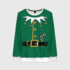 Женский свитшот 3D с принтом Christmas Elf Outfit в Санкт-Петербурге, 100% полиэстер с мягким внутренним слоем | круглый вырез горловины, мягкая резинка на манжетах и поясе, свободная посадка по фигуре | christmas | claus | clothes | deer | elf | frost | helpers | new | north | outfit | pole | santa | year | год | дед | клаус | мороз | новый | одежда | олени | полюс | помощники | рождественский | рождество | санта | санты | северный | эльф