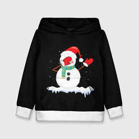 Детская толстовка 3D с принтом Cartoon Dab Snowman в Санкт-Петербурге, 100% полиэстер | двухслойный капюшон со шнурком для регулировки, мягкие манжеты на рукавах и по низу толстовки, спереди карман-кенгуру с мягким внутренним слоем | 2022 | 22 | cartoon | christmas | dab | dub | mult | new | notes | scarf | snow | snowman | snowy | woman | year | баба | год | даб | мультяшный | новый | очки | рождество | снег | снеговик | снежная | шарф