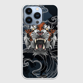 Чехол для iPhone 13 Pro с принтом Рычащий Тигр в японском стиле в Санкт-Петербурге,  |  | Тематика изображения на принте: волны | символ года | тигр | хищник | япония