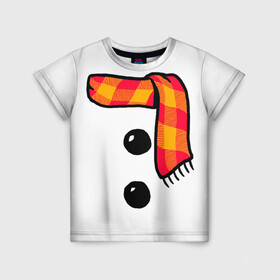 Детская футболка 3D с принтом Snowman Outfit в Санкт-Петербурге, 100% гипоаллергенный полиэфир | прямой крой, круглый вырез горловины, длина до линии бедер, чуть спущенное плечо, ткань немного тянется | attributes | buttons | christmas | new | scarf | snow | snowman | snowy | woman | year | атрибутика | баба | год | новый | пуговица | пуговицы | рождество | снег | снеговик | снежная | шарф