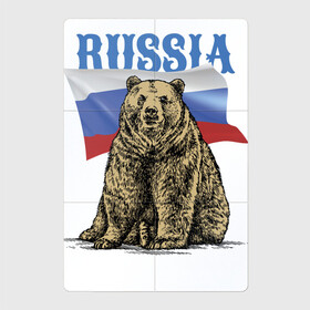 Магнитный плакат 2Х3 с принтом Символика России и медведь в Санкт-Петербурге, Полимерный материал с магнитным слоем | 6 деталей размером 9*9 см | bear | courage | fearlessness | flag | force | muzzle | paws | power | russia | бесстрашие | лапы | медведь | мощь | мужество | отвага | россия | сила | флаг