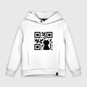 Детское худи Oversize хлопок с принтом CAT QR CODE в Санкт-Петербурге, френч-терри — 70% хлопок, 30% полиэстер. Мягкий теплый начес внутри —100% хлопок | боковые карманы, эластичные манжеты и нижняя кромка, капюшон на магнитной кнопке | cat | cats | meow | qr code | qr код | qrcode | qrкод | quick response code | кот | котик | котики | коты | кошка | кошки | куар | куар код | кью ар код | матричных штриховых кодов | мяу | штриховых кодов