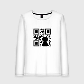 Женский лонгслив хлопок с принтом CAT QR CODE в Санкт-Петербурге, 100% хлопок |  | cat | cats | meow | qr code | qr код | qrcode | qrкод | quick response code | кот | котик | котики | коты | кошка | кошки | куар | куар код | кью ар код | матричных штриховых кодов | мяу | штриховых кодов