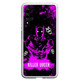 Чехол для Honor 20 с принтом JOJO   KILLER QUEEN   КОРОЛЕВА УБИЙЦА   АРТ в Санкт-Петербурге, Силикон | Область печати: задняя сторона чехла, без боковых панелей | adventure | jojo | jojos bizarre | jojos bizarre adventure | killer queen | pattern | yare yare daze | аниме | брызги | джоджо | манга | розовый | узор | яре яре дазе