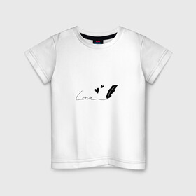 Детская футболка хлопок с принтом Перо с надписью в Санкт-Петербурге, 100% хлопок | круглый вырез горловины, полуприлегающий силуэт, длина до линии бедер | волшебство | девушке | надпись | перо | подарок