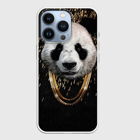 Чехол для iPhone 13 Pro с принтом Панда в золоте в Санкт-Петербурге,  |  | животное | золото | метал | панда | плюшевый | цепь