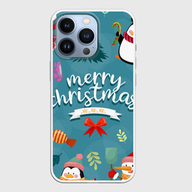 Чехол для iPhone 13 Pro с принтом Merry Christmas from Eugenia в Санкт-Петербурге,  |  | christmas | merry | new year | snowman | год | животные | зима | новый | новый год | паттерн | праздник | рождество | снег | снеговик | снежинки