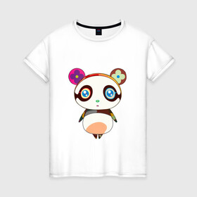 Женская футболка хлопок с принтом Панда Такаси Мураками в Санкт-Петербурге, 100% хлопок | прямой крой, круглый вырез горловины, длина до линии бедер, слегка спущенное плечо | panda | панда | такаси мураками | японский художник
