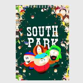 Скетчбук с принтом SOUTH PARK   ЮЖНЫЙ ПАРК   АРТ в Санкт-Петербурге, 100% бумага
 | 48 листов, плотность листов — 100 г/м2, плотность картонной обложки — 250 г/м2. Листы скреплены сверху удобной пружинной спиралью | eric cartman | park | pattern | south | south park | арт | зима | кайл | картман | картмен | кени | кеннет | кенни | они убили кени | парк | саус парк | сволочи | стэнли | узор | эрик | южный | южный парк