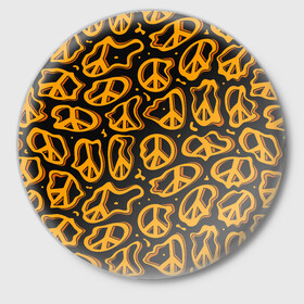 Значок с принтом Пацифик. Знак мира в Санкт-Петербурге,  металл | круглая форма, металлическая застежка в виде булавки | pacific | peace | жест | знак | мир | мирный | пацифик | пис