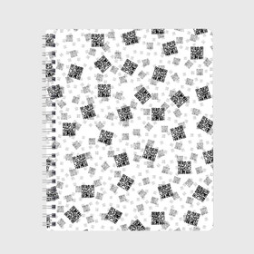 Тетрадь с принтом PATTERN | QR CODE в Санкт-Петербурге, 100% бумага | 48 листов, плотность листов — 60 г/м2, плотность картонной обложки — 250 г/м2. Листы скреплены сбоку удобной пружинной спиралью. Уголки страниц и обложки скругленные. Цвет линий — светло-серый
 | patern | pattern | qr code | qr код | qrcode | qrкод | quick response code | куар | куар код | кью ар код | матричных штриховых кодов | патерн | паттерн | штриховых кодов