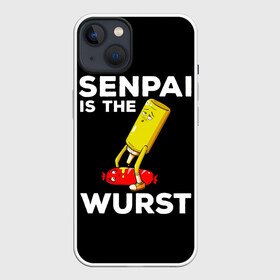 Чехол для iPhone 13 с принтом SENPAI IS THE WURST сосиска и горчичка в Санкт-Петербурге,  |  | ahegao | anime | kawai | kowai | manga | oppai | otaku | sempai | senpai | sugoi | waifu | yandere | аниме | ахегао | вайфу | ковай | манга | отаку | семпай | сенпай | тренд