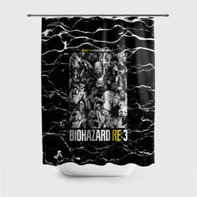 Штора 3D для ванной с принтом Biohazard RE3 в Санкт-Петербурге, 100% полиэстер | плотность материала — 100 г/м2. Стандартный размер — 146 см х 180 см. По верхнему краю — пластиковые люверсы для креплений. В комплекте 10 пластиковых колец | game | games | re | resident evil | игра | игры | обитель зла | резедент эвил | реседент ивел