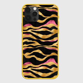 Чехол для iPhone 12 Pro с принтом тигровый окрас Gold   Pink в Санкт-Петербурге, силикон | область печати: задняя сторона чехла, без боковых панелей | 2022 | год тигра | новый год | новый год 2022 | символ года | тигр | тигренок | тигрица | тигры