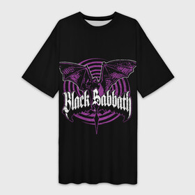 Платье-футболка 3D с принтом Black Sabbat Bat в Санкт-Петербурге,  |  | alternative | black sabbath | metall | music | rock | альтернатива | блэк саббат | металл | музыка | рок