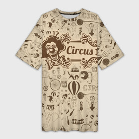 Платье-футболка 3D с принтом Цирк винтажный в Санкт-Петербурге,  |  | винтажный | клоун | ретро | слоны | узор | цирк | шапито