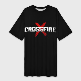 Платье-футболка 3D с принтом CROSSFIREX LOGO ORIGINAL GAME в Санкт-Петербурге,  |  | counter srtike | cross fire | cross fire x | crossfire | crossfirex | cs | cs go | игра | кросс файр | кросс файр х | кроссфайр