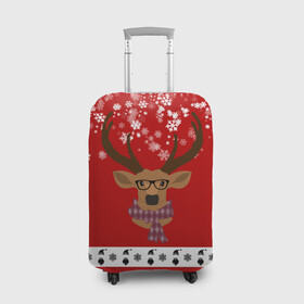 Чехол для чемодана 3D с принтом Олень в снежинках в Санкт-Петербурге, 86% полиэфир, 14% спандекс | двустороннее нанесение принта, прорези для ручек и колес | 2021 | 2022 | happy new year 2022 | новогодний олень | новый год | новый год 2022 | олень | рождество | снежный олень