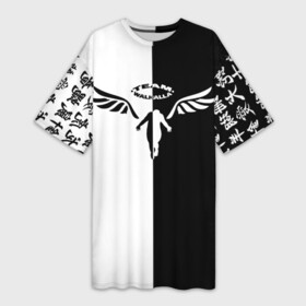Платье-футболка 3D с принтом WALHALLA TEAM BLACK WHITE STYLE  TOKYO REVENGERS в Санкт-Петербурге,  |  | anime | draken | japan | mikey | tokyo | tokyorevengers | walhalla | аниме | вальгала | дракен | иероглифы | кэн | майки | манга | мандзиро | микки | рюгудзи | сано | символы | токийские мстители | токио | япония