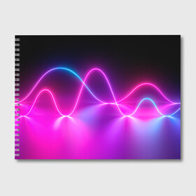 Альбом для рисования с принтом Лучи света pink theme в Санкт-Петербурге, 100% бумага
 | матовая бумага, плотность 200 мг. | абстрактные | волна | волна света | излучение | киберпанк | лучи | лучи света | неон | неоновые принты | рисунок | свет