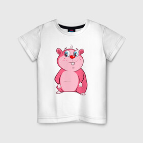 Детская футболка хлопок с принтом Веселый бобр pink edition в Санкт-Петербурге, 100% хлопок | круглый вырез горловины, полуприлегающий силуэт, длина до линии бедер | бобр | девушкам | детям | для девушек | для детей | животные | лес | милые звери | природа