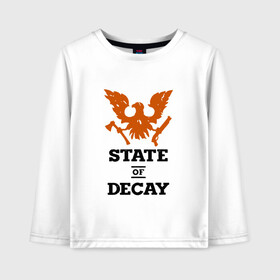 Детский лонгслив хлопок с принтом State of Decay | Эмблема | Лого в Санкт-Петербурге, 100% хлопок | круглый вырез горловины, полуприлегающий силуэт, длина до линии бедер | Тематика изображения на принте: logo | state of decay | survival horror | undead labs | загнивающий штат | зомби апокалипсис | лого | логотип | стадия разложения | стейт оф декай | эмблема