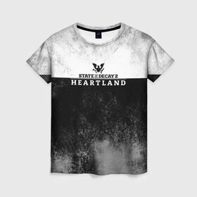 Женская футболка 3D с принтом State of Decay | Heartland | Logo в Санкт-Петербурге, 100% полиэфир ( синтетическое хлопкоподобное полотно) | прямой крой, круглый вырез горловины, длина до линии бедер | heartland | logo | state of decay | survival horror | undead labs | загнивающий штат | зомби апокалипсис | лого | логотип | стадия разложения | стейт оф декай | эмблема