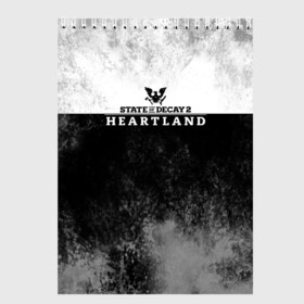 Скетчбук с принтом State of Decay | Heartland | Logo в Санкт-Петербурге, 100% бумага
 | 48 листов, плотность листов — 100 г/м2, плотность картонной обложки — 250 г/м2. Листы скреплены сверху удобной пружинной спиралью | heartland | logo | state of decay | survival horror | undead labs | загнивающий штат | зомби апокалипсис | лого | логотип | стадия разложения | стейт оф декай | эмблема
