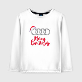 Детский лонгслив хлопок с принтом AUDI MERRY CHRISTMAS в Санкт-Петербурге, 100% хлопок | круглый вырез горловины, полуприлегающий силуэт, длина до линии бедер | audi | auto | autosport | perfomance | quattro | rs | sport | авто | авто спорт | автомобиль | автомобильные | автоспорт | ауди | кватро | марка | машины | перфоманс | рс | спорт