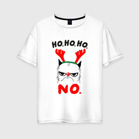 Женская футболка хлопок Oversize с принтом НЕПРАВИЛЬНЫЙ ОЛЕНЬ в Санкт-Петербурге, 100% хлопок | свободный крой, круглый ворот, спущенный рукав, длина до линии бедер
 | 2022 | cat | cats | christmas | cold | deer | klaus | mem | meme | memes | merry | new | santa | snow | what | winter | year | год | зима | клаус | кот | котейка | котенок | котик | котэ | кошка | мем | мемы | мороз | новый | олень | рождес