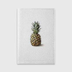 Обложка для паспорта матовая кожа с принтом Pineapple watercolor в Санкт-Петербурге, натуральная матовая кожа | размер 19,3 х 13,7 см; прозрачные пластиковые крепления | Тематика изображения на принте: pineapple | ананас | графика | еда | рисунок | фрукт