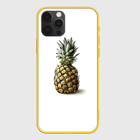 Чехол для iPhone 12 Pro с принтом Pineapple watercolor в Санкт-Петербурге, силикон | область печати: задняя сторона чехла, без боковых панелей | pineapple | ананас | графика | еда | рисунок | фрукт