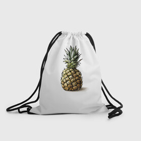 Рюкзак-мешок 3D с принтом Pineapple watercolor в Санкт-Петербурге, 100% полиэстер | плотность ткани — 200 г/м2, размер — 35 х 45 см; лямки — толстые шнурки, застежка на шнуровке, без карманов и подкладки | pineapple | ананас | графика | еда | рисунок | фрукт