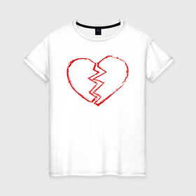 Женская футболка хлопок с принтом Твоё Разбитое Сердце в Санкт-Петербурге, 100% хлопок | прямой крой, круглый вырез горловины, длина до линии бедер, слегка спущенное плечо | love | любовь | разбитое сердце | сердца | сердце