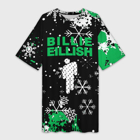 Платье-футболка 3D с принтом billie eilish  новый год  снежинки в Санкт-Петербурге,  |  | be | billie | billie eilish | blohsh | ghoul | билли | билли айлиш