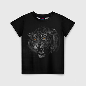 Детская футболка 3D с принтом Tiger 2022! в Санкт-Петербурге, 100% гипоаллергенный полиэфир | прямой крой, круглый вырез горловины, длина до линии бедер, чуть спущенное плечо, ткань немного тянется | animal | арт | большие кошки | графика | животные | звери | тигр