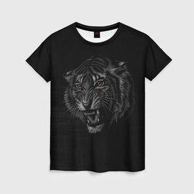 Женская футболка 3D с принтом Tiger 2022! в Санкт-Петербурге, 100% полиэфир ( синтетическое хлопкоподобное полотно) | прямой крой, круглый вырез горловины, длина до линии бедер | animal | арт | большие кошки | графика | животные | звери | тигр