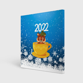 Холст квадратный с принтом Тигр в кружке (Новый год 2022) в Санкт-Петербурге, 100% ПВХ |  | 2022 | год тигра | новый год | новый год 2022 | символ года | тигр | тигренок | тигрица | тигры
